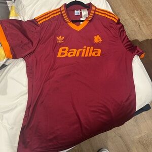 Adidas ROMA Burgundy and Orange soccer Jersey
